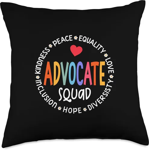 Vista 4 de Mental Health Autism SPED & Inclusion DESIGNS Be Kind Include Autism Advocate Squad SPEd Teacher Crew Throw Pillow, 16x16, Multicolor