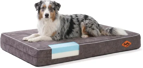 Vista 7 de Laifug Cama ortopédica de espuma viscoelástica para mascotas (40 x 25 x 4 pulgadas, gris pizarra) con forro impermeable duradero y funda extraíble
