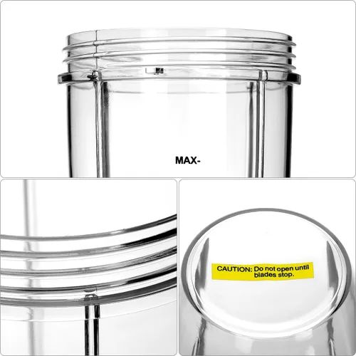 Vista 5 de QWORK Vaso de repuesto de 24 onzas, compatible con sistemas de mezcladora/mezcladora de 600 W y 900 W, paquete de 2 unidades, de plástico, apto