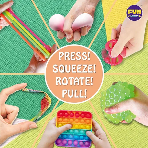 Vista 6 de Caja de juguetes para niñas y niños, FunKidz paquete misterioso de juguetes sensoriales para la ansiedad para niños, regalos para fiestas, premios