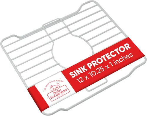 Vista 14 de Better Houseware Protectores de fregadero para fregadero de cocina, rejilla protectora de metal, 12 x 10.25 x 1 pulgadas, tapete negro