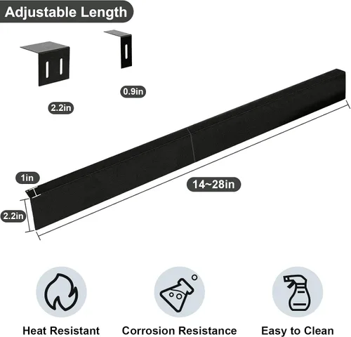 Vista 2 de Llenador de huecos para estufas de 15.7" a 28", kit de llenado trasero de cocina empotrable – Protector contra salpicaduras de acero inoxidable