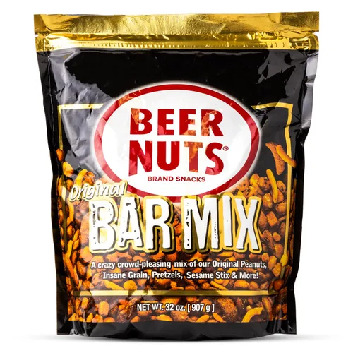Vista 4 de BEER NUTS Original Bar Mix - Pretzels, Cheese Stix, Sesame Stix, Insane Grain - Bolsa resellable de 20 onzas (paquete de 2)