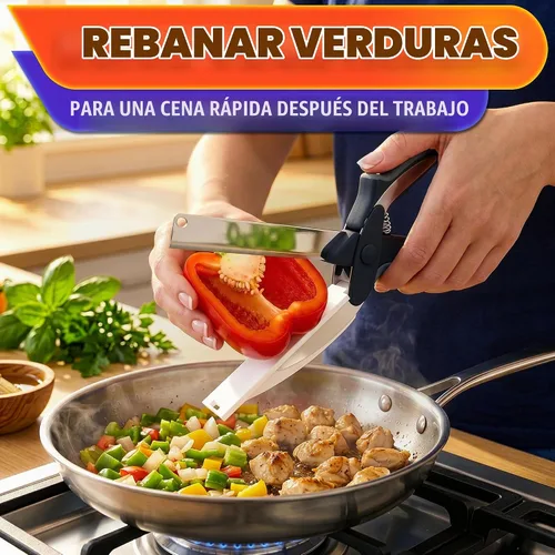 Vista 8 de Tijeras de cocina 2 en 1 para alimentos, tijeras de tabla de cortar con Agarradera negra