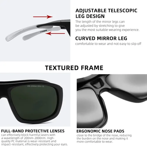 Vista 2 de Alsenor IPL 200nm-540nm y 532nm OD5+ gafas de seguridad láser gafas de terapia de luz roja para bronceado gafas y tratamiento de depilación láser