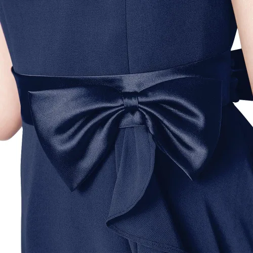 Vista 6 de Vestido largo de dama de honor para niña, vestido formal de gasa sin mangas para niñas de flores