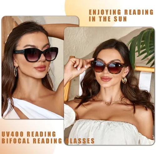 Vista 4 de LADEESSE 3 Pack Bifocal Sunglasses For Women Stylish Reading Sun glasses for Women