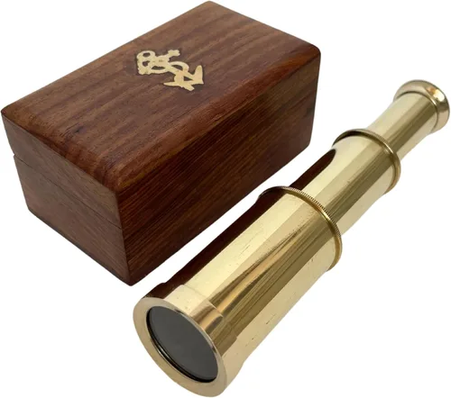 Vista 10 de Telescopio de latón de mano de 6" pulgadas con caja de madera - Navegación pirata 6" Negro