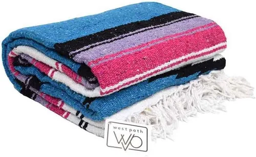 Vista 7 de Open Road Goods Manta de diamantes mexicanos – Manta de yoga pesada XL – Hecho a mano en México – Manta gruesa estilo serape bohemio estilo Saltillo
