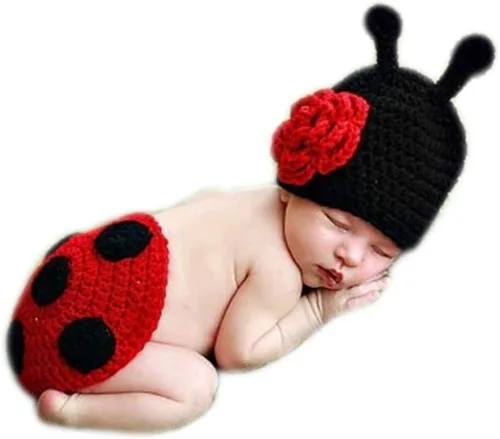Vista 12 de Accesorios de fotografía para bebés recién nacidos, accesorios para sesión de fotos, trajes de ganchillo de punto unisex lindo sombrero pantalones