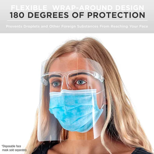 Vista 3 de TCP Global Salon World - Protectores faciales completos con marcos de gafas (paquete de 10), ultra transparentes para proteger los ojos, la nariz