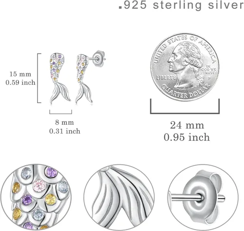 Vista 5 de Aretes de plata de ley 925 para mujer diseño de animales lindos para amantes de los animales regalos de joyería para mujeres mamá hija esposa Plata
