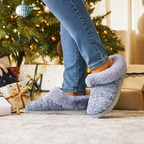 Vista 2 de Dearfoams Pantuflas de punto de chenilla Hannah para mujer