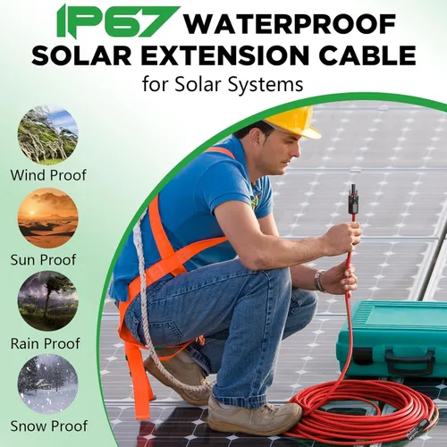 Vista 7 de Oududianzi Cable de extensión solar de 10 pies, cable solar de 10 AWG, cable fotovoltaico de cobre estañado de calibre 10, cables y conectores