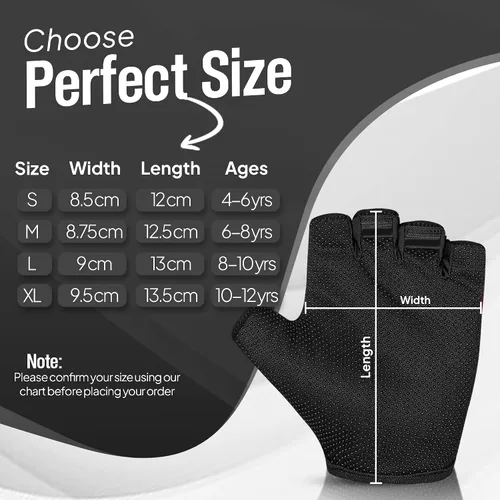 Vista 5 de 3 pares de guantes de ciclismo para niños, guantes de ciclismo antideslizantes sin dedos para niños y niñas Guantes de moto para niños