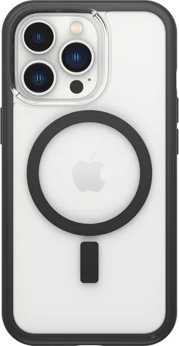Vista 3 de OtterBox Funda transparente con borde de agarre colorido para iPhone 13 Pro (solamente) - Cristal negro (transparente/negro)
