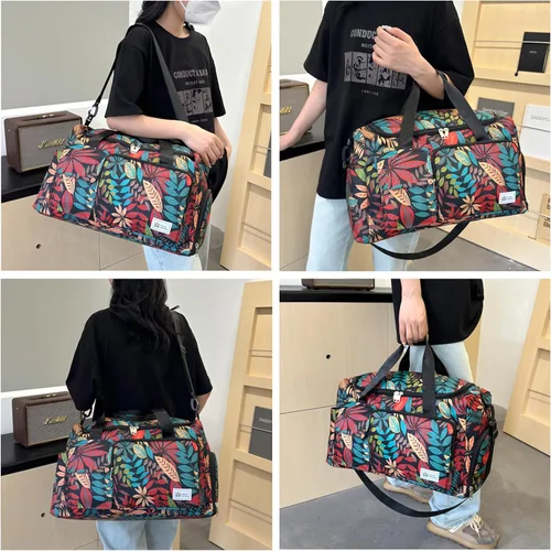 Vista 294 de Pequeña bolsa de gimnasio para mujer, bolsa de viaje con compartimento para zapatos