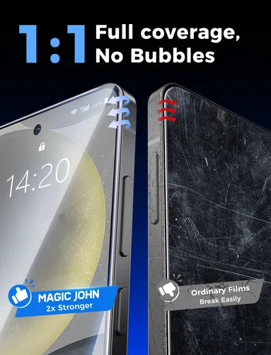 Vista 6 de MAGIC JOHN Paquete de 2 protectores de pantalla de vidrio templado para Samsung Galaxy S24 Plus/S24+ (6.7 pulgadas), instalación automática