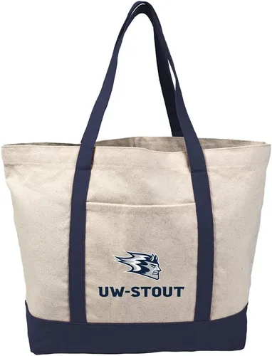Vista 355 de Campus Lab Bolsa de lona con logotipo primario colegiado con bolsillo externo, bolsa de hombro reutilizable para ir de compras, playa Águilas A&m