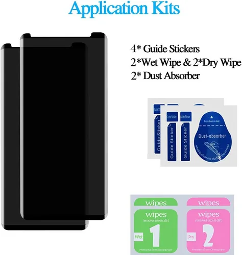 Vista 6 de AOKER - Protector de pantalla de privacidad para Galaxy Note 8 / Note 9, película de vidrio templado, borde curvado 3D, fácil de instalar, antiespía