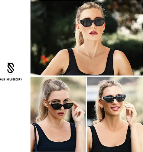 Vista 4 de SOJOS SJ2220 - Gafas de sol estrechas con ojo de gato retro para mujer