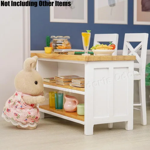 Vista 7 de Odoria 1/12 isla de cocina en miniatura y sillas accesorios para muebles de casa de muñecas
