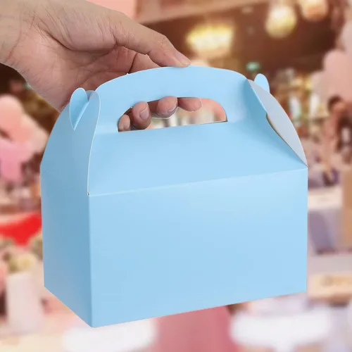 Vista 4 de DjinnGlory Paquete de 36 Cajas Pequeñas Azules de Obsequios para Fiestas, Cajas Gable, Cajas de Regalo de Papel para Baby Shower, Cumpleaños, Fiesta