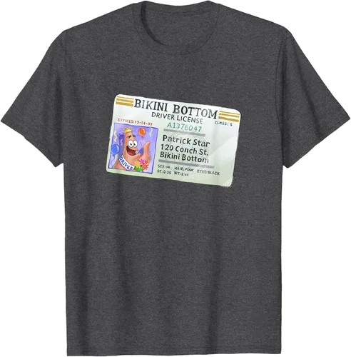 Vista 33 de SpongeBob SquarePants Camiseta con logotipo de Patrick Star Driver License King, Negro