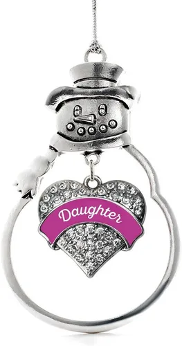 Vista 141 de Inspired Silver - Big Sis - Adorno de Navidad plateado - Adorno de árbol de Navidad con dije de corazón con circonita cúbica - Decoración colgante