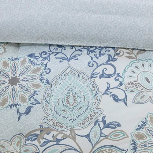 Vista 18 de Madison Park Juego de temporada, falda de cama a juego, almohadas decorativas, Queen (90 x 90 pulgadas), Isla, medallón floral azul, 8 piezas