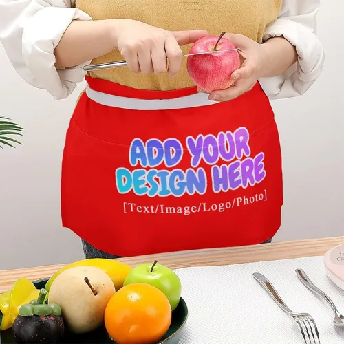Vista 90 de AXKEUDO Delantal personalizado con bolsillos, delantales de cintura para camarera para cocinar en casa, restaurante, servir trabajo