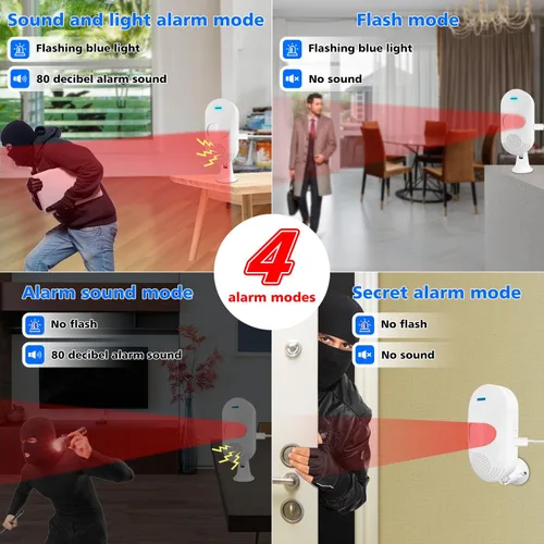 Vista 3 de Sensores de movimiento PIR inteligentes: detector de movimiento WiFi con alerta de notificación de aplicaciones, detector de movimiento alimentado
