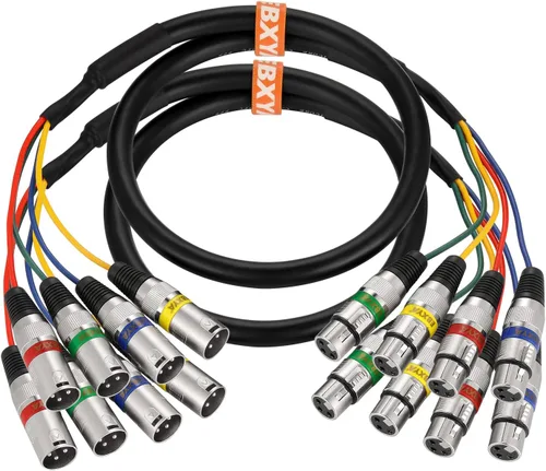 Vista 8 de EBXYA Cables XLR de serpiente de 3 pies de 4 colores, cable de micrófono XLR macho a hembra de 4 canales, para grabación en vivo, estudios