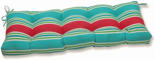 Vista 21 de Pillow Perfect - Cojín capitoné a rayas, resistente a la intemperie y la decoloración, para sofá de mimbre/columpio de exterior, bordes cuadrados