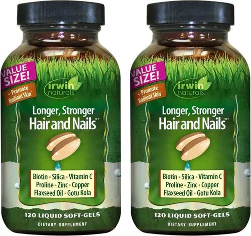 Vista 9 de Irwin Naturals Cabello y uñas más largos y fuertes, promueve una textura y fuerza de brillo vibrante, 120 cápsulas blandas líquidas