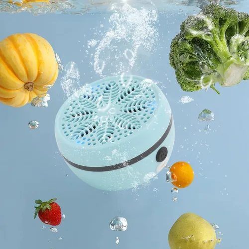 Vista 4 de Lavadora de frutas y verduras, dispositivo limpiador de verduras portátil con 3 engranajes de limpieza purificador de lavadora de frutas para Azul