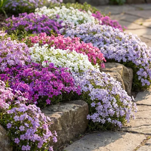 Vista 4 de Paquete de 3 plantas rastreras Phlox Live, 5-8 pulgadas, cubierta de suelo de Phlox rastrero perenne para jardín al aire libre (color aleatorio)