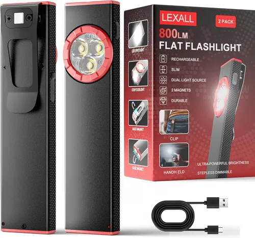 Vista 8 de Linterna EDC Lexall, linterna recargable de bolsillo plana de 800 lúmenes, linterna LED magnética con clip, luz de área mini regulable