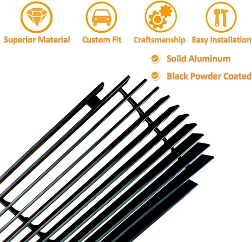 Vista 3 de Rejilla frontal negra Billet compatible con Dodge Challenger Phantom 2015-2021 (revestimiento de polvo negro + parte superior principal)