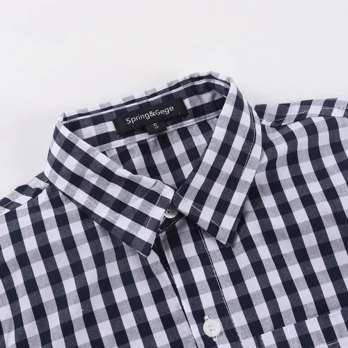 Vista 4 de Spring&Gege Camisas de vestir de manga corta para niños Uniforme formal tejido sólido