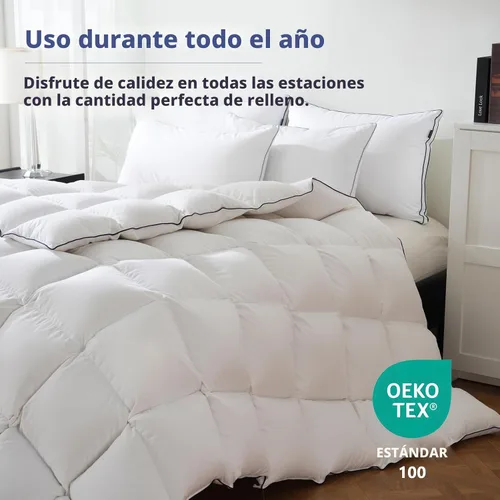 Vista 7 de DOWNCOOL Edredón de plumas tamaño matrimonial, relleno de edredón esponjoso