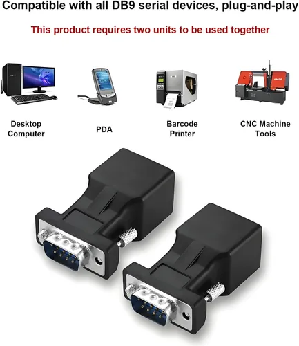 Vista 5 de 2 adaptadores DB9 macho a RJ45 hembra RS232 Serial a RJ45
