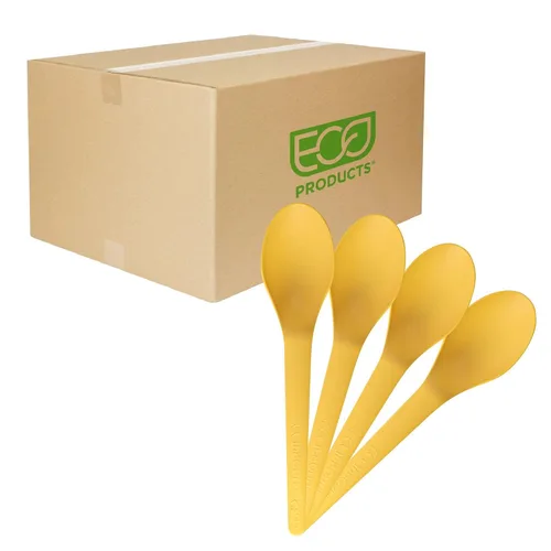 Vista 9 de Eco-Products - Cucharas de plástico compostables CPLA de 6 pulgadas, caja de 1000, cuchara negra desechable, cubiertos de plantas