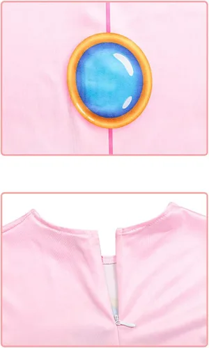 Vista 6 de LMPN Disfraz de princesa melocotón para niñas, disfraz de princesa melocotón, traje rosa, trajes de Halloween