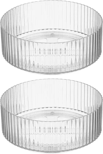 Vista 8 de mDesign Plataforma giratoria de plástico para gabinete de cocina y baño, armario, organización de encimera, organizador giratorio para condimentos