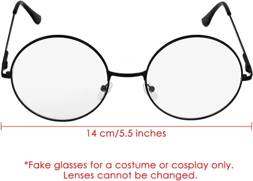 Vista 2 de Juego de 3 gafas redondas grandes con marco de metal de 2 pulgadas, lentes circulares livianas para mujeres y hombres (transparente), Claro