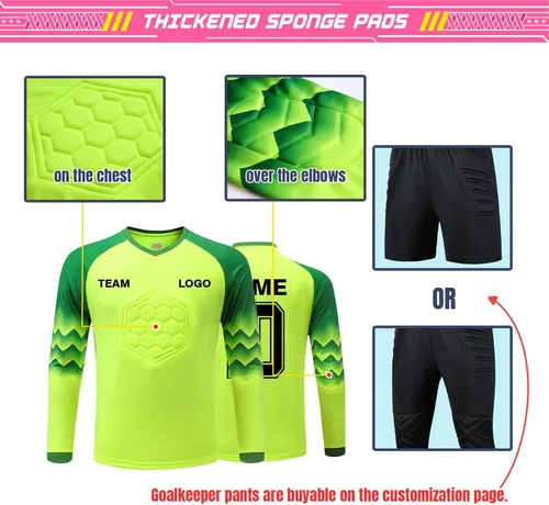 Vista 5 de ORYG Camiseta de portero de fútbol personalizada para niños, jóvenes, adultos, con número de nombre,