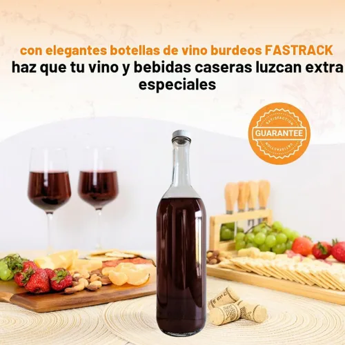 Vista 6 de Botellas de vidrio transparente de 25.4 fl oz con tapas W5 Burdeos - Juego