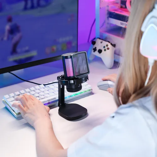 Vista 8 de MAONO USB Gaming Microphone for PC, Noise Cancellation Condenser Mic with RGB Lights, Mute, Gain for Streaming, Recording, Podcast, Chat, Twitch