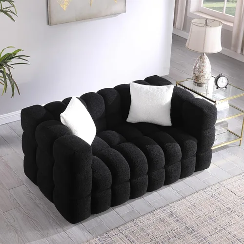 Vista 10 de Sofá modular de nube de 84.3 pulgadas, sofá Boucle para sala de estar, moderno y contemporáneo de 3 plazas, sofá tapizado para apartamento Verde